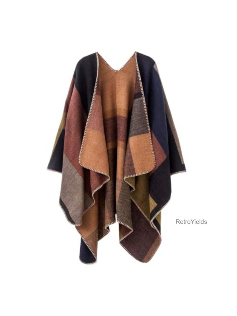 Lncropo Reversible Poncho Sweater Cape Wrap Winter Shawl Cardigan